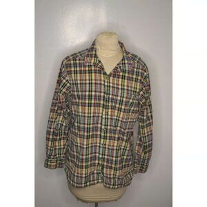 Cabela's Women's Medium Blue Red Plaid Button Down Long Sleeve Shirt